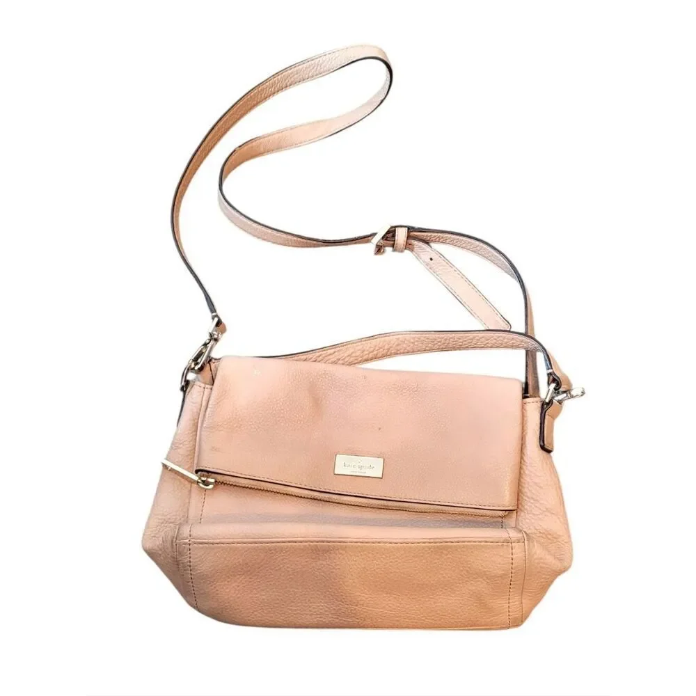 kate spade Leather Crossbody Bag in Nude Tan with Gold Hardware